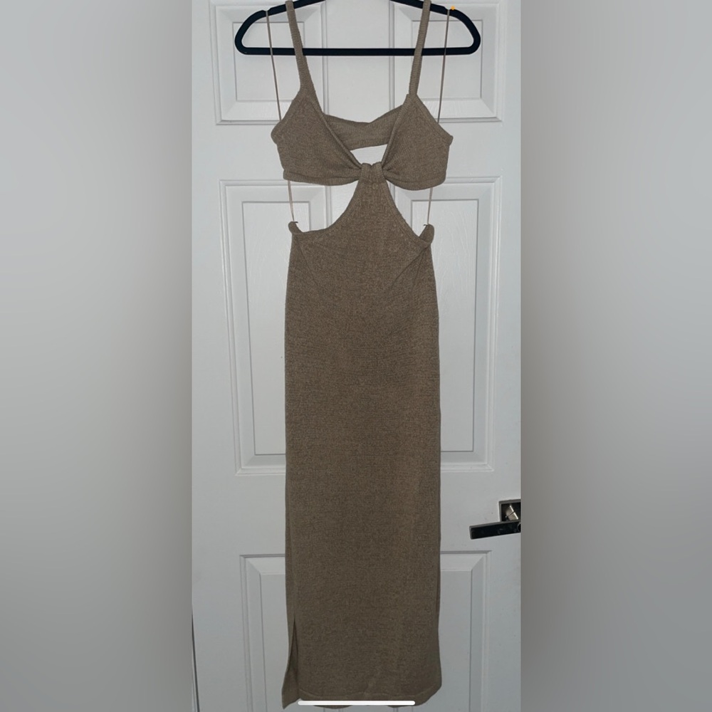 Fashion Nova Brown Sheath Dress Sleeveless Halter